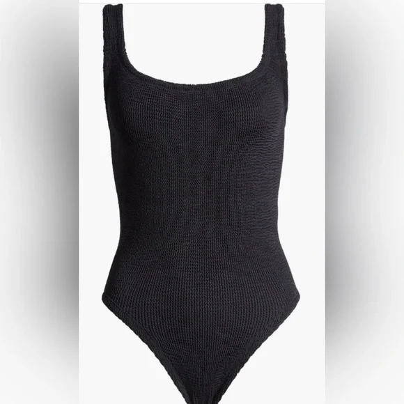 Hunza G Textured Square Neck One-Piece Swimsuit, Black, NWT, $245 - Picture 5 of 8
